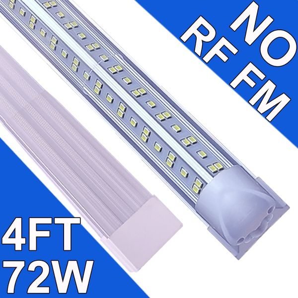 Éclairage d'atelier LED 4 pieds, 72 W 72 000 lm 6 500 K, luminaire LED T8, couvercle transparent, éclairage de plafond et de magasins utilitaires NO-RF RM, tubes lumineux connectables, salle de lumières de magasin, garage usastock