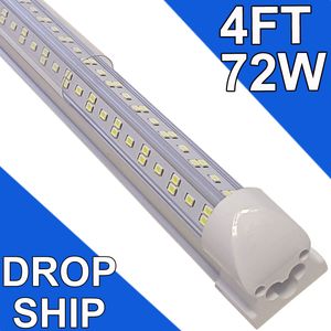 Lampe d'atelier LED 4 pieds, 72 W 7 200 lm 6 500 K, luminaire LED T8, couvercle transparent, éclairage de plafond et de magasins utilitaires, tubes lumineux connectables, salle d'éclairage de magasin, garage usastock