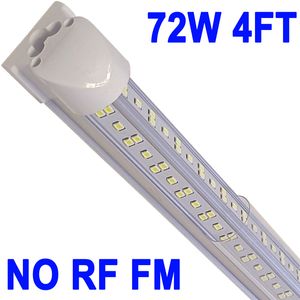 Crestech Lot de 25 tubes LED d'atelier 1,2 m, 72 W, couvercle transparent de 1,2 m, NO-RF RM, blanc froid 6500 K, luminaire intégré en forme de V pour éclairage de porte plus fraîche