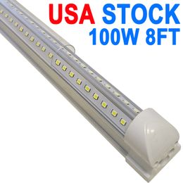 Éclairage d'atelier LED 8 pieds, 100 W 10 000 lm 6 500 K, luminaire LED T8, couvercle transparent, éclairage de plafond et de magasins utilitaires, tubes lumineux connectables, salle d'éclairage de magasins, garages crestech