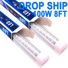 Lot de 25 tubes LED d'atelier 8 pieds, 100 W, couvercle transparent de 8 pieds, blanc froid 6 500 K, luminaire intégré en forme de V, éclairage de porte de refroidissement, atelier USA crestech