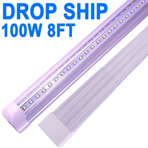 Lot de 25 tubes LED d'atelier 8 pieds, 100 W, couvercle transparent de 8 pieds, blanc froid 6 500 K, luminaire intégré en forme de V, éclairage de porte de refroidisseur, atelier USA crestech