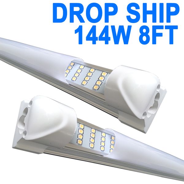 Lampe de magasin LED 2,4 m 144 W 144 000 lm 6 500 K avec réflecteurs, lumières de magasin LED connectables à 4 rangées, éclairage de plafond à couverture laiteuse, luminaire intégré T8 Crestech