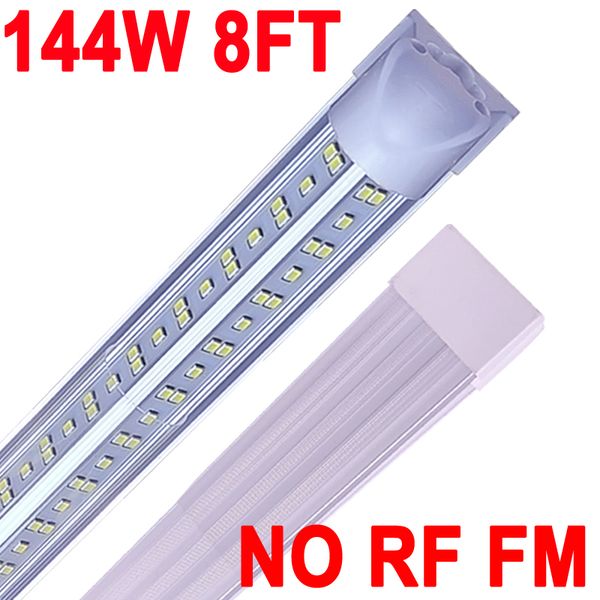 Luminaire d'atelier LED 8 pieds, 144 W 144 000 lm 6 500 K, luminaire LED NO-RF RM T8, couvercle transparent, plafond et magasins utilitaires, tubes lumineux connectables, salle d'éclairage de magasin, garage, grange crestech