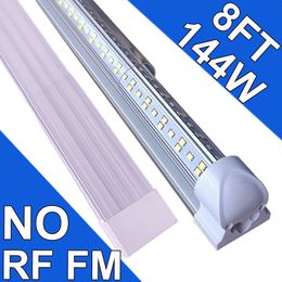 Lot de 25 tubes LED pour magasin de 2,4 m, 144 W, couvercle transparent de 2,4 m, blanc froid 6 500 K, luminaire intégré en forme de V, éclairage de porte de refroidisseur, lot de 25 entrepôts usastock