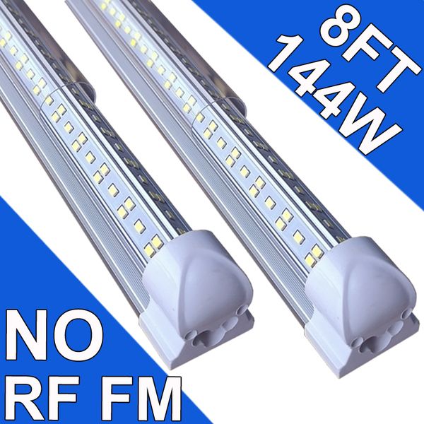 Lot de 25 tubes LED pour magasin de 2,4 m, 144 W, couvercle transparent de 2,4 m, blanc froid 6 500 K, éclairage de porte de refroidisseur d'usine intégré en forme de V, lot de 25 entrepôts usastock