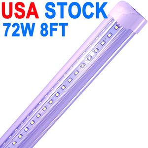 Crestech Lot de 25 tubes LED d'atelier de 2,4 m, 72 W, couvercle transparent de 2,4 m, blanc froid 6500 K, luminaire intégré en forme de V pour éclairage de porte plus fraîche