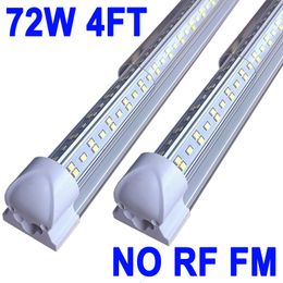 Luminaire d'atelier LED, 4 pieds 72W 6500K blanc froid, tube LED T8 intégré de 4 pieds, éclairage de garage d'entrepôt à brancher NO-RF RM, forme en V, haut rendement, Crestech connectable