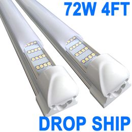 LED-winkelverlichting, 4FT 72W 6500K koud wit, 1,20 meter T8 geïntegreerde LED-buisverlichting, plug-in magazijngarageverlichting, 4 rijen, hoge output, koppelbare kast crestech