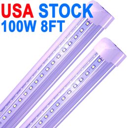 Lámpara LED para tienda, 8 pies, 100 W, 6500 K, blanco frío, luces de tubo LED integradas T8 de 8 pies, iluminación de garaje para almacén enchufable, forma de V, altas salidas, conectable USA crestech