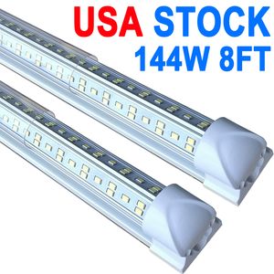 Luminaire d'atelier LED, 8 pieds 144W 6500K blanc froid, tube LED intégré T8 de 8 pieds, éclairage de garage à brancher, forme en V, haut rendement, Linkables crestech