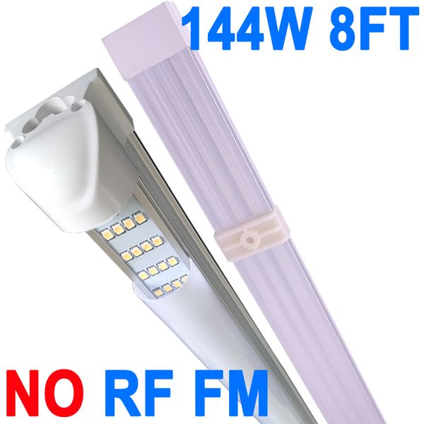 Luminaire d'atelier LED, 8 pieds 144W 6500K blanc froid, tube LED intégré T8 de 8 pieds, éclairage de garage à brancher, 4 rangées, haut rendement, armoire connectable crestech