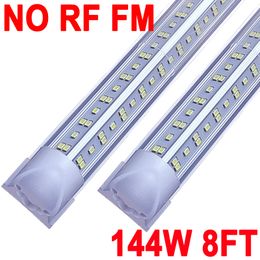 Luz LED para tienda NO-RF RM, 8 pies 144 W 6500 K blanco frío, luces de tubo LED integradas T8 de 8 pies, iluminación de garaje de almacén enchufable, forma de V, alto rendimiento, granero conectable crestech