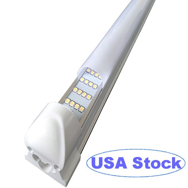 LED Shop Light Tube 4FT 72W 9000LM 144W 18000LM 6500K Blanc Givré Couverture Laiteuse 4 Rangées Couverture Transparente Haute Sortie Linkable T8 Garage 8 Pieds avec Bouchons crestech168