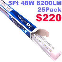 Luces de tienda LED 5FT Tubo de accesorio T8 integrado Luz Blanco frío Cubierta transparente Tubos en forma de V Iluminación de alto rendimiento Garaje Almacén Taller Sótano usastar