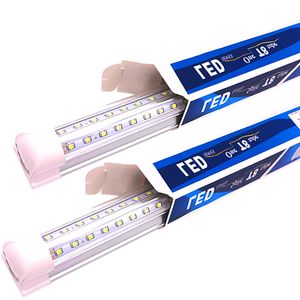 LED Shop Lights 5FT intégré T8 luminaire tube lumière blanc froid couvercle transparent tubes en forme de V éclairage à haut rendement garage entrepôt ateliers sous-sol crestech888