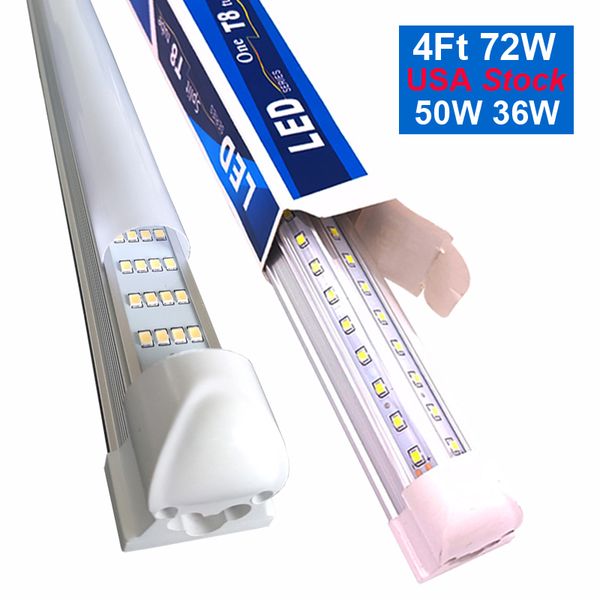 Luces de tienda LED 8FT Tubo de accesorio T8 integrado Luz Blanco frío Cubierta transparente Tubos en forma de V Iluminación de alto rendimiento Garaje Almacén Taller Sótano USASTAR