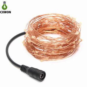 LED Sliver Copper String Light DC12V 100leds 200leds 300leds Étanche 7 Couleurs Fée Cordes Décoration Éclairage Pour La Fête X-mas