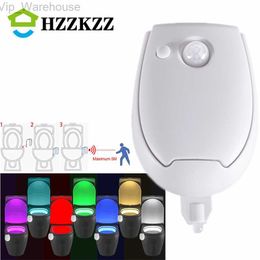 LED Smart Pir Motion Sensor Toilet Seat Night Light 7 kleuren Waterdicht achtergrondverlichting voor toiletpom Luminaria lamp WC Toiletlamp HKD230845