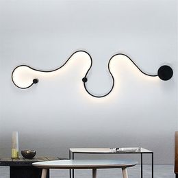 Lampes murales LED serpent moderne minimaliste courbe créative lumières créative acrylique lampe nordique ceinture applique pour Dec292h