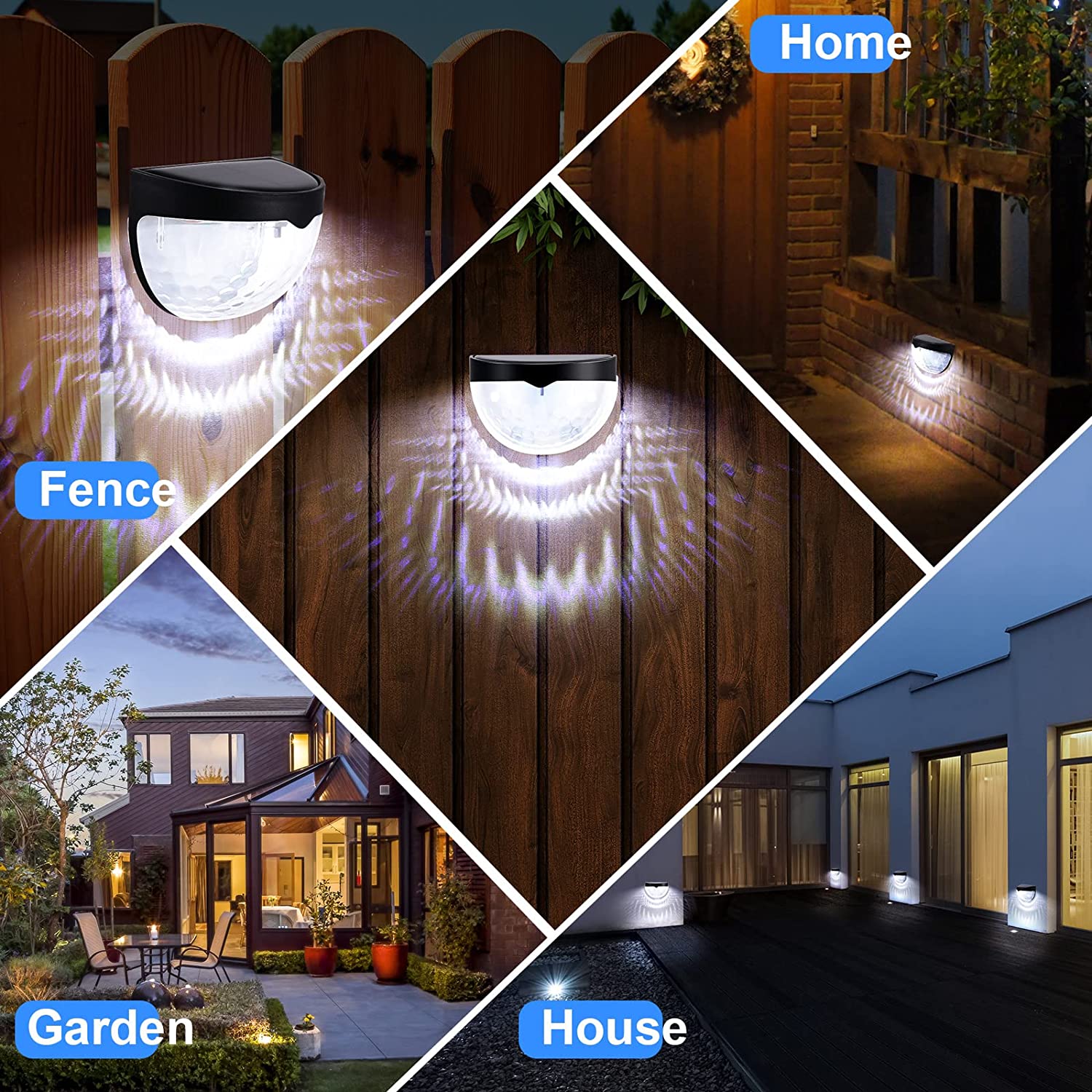 مصابيح سياج شمسي LED في الهواء الطلق مصابيح جدار مقاومة للماء أضواء مموجة للسياج شرفة حديقة الأضواء الزخرفية