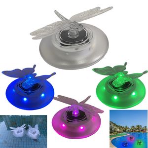 Luces LED solares flotantes para piscina, mariposa libélula, lámpara impermeable para césped, cambio de color conectable para decoración de fiestas, piscina, playa, jardín, patio trasero, camping