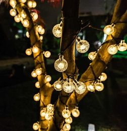 Luz LED solar para jardín al aire libre 5 7 12 m 20 50 100 Bombillas de bola de cristal Luces de cadena Lámpara Fiesta en casa Decoración navideña Cadena Y0715546933