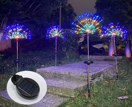 Luces LED solares de flores de humo de tierra, luces de diente de león, cadena para festivales al aire libre, luces decorativas para jardín y césped