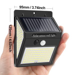 LED Solar Light Outdoor 4 Modi Lighting Motion Sensor PIR Wandverlichting Waterdichte zonnelamp aangedreven zonlicht Garden Decoratie voor pad Garage Yard Street Lampen