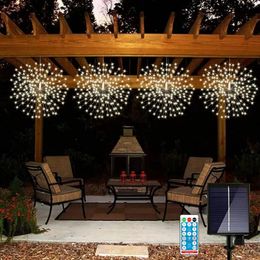 Luces solar LED Fireworks luces de cuerda colgantes al aire libre para decoraciones navideñas de vacaciones jardín de porche