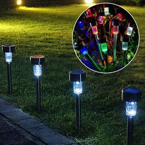 Luces solares LED Luz de césped Jardín de plástico Luz solar al aire libre Lámpara de pasillo Lámpara de fiesta de jardín al aire libre Lámparas solares de colores con energía solar