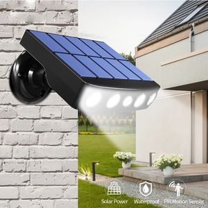 Luces solares Sensor de movimiento a prueba de agua 4 LED brillante 3 modos de iluminación Jardín al aire libre Seguridad inalámbrica Luz de inundación alimentada por energía solar