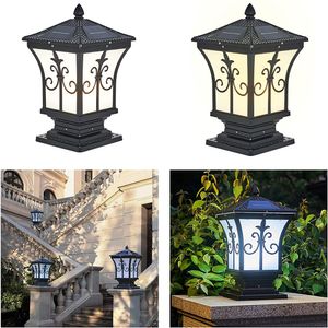 LED solaire pilier lumière télécommande rétro lanterne étanche extérieur porche colonne lampe veilleuse jardin clôture décoration