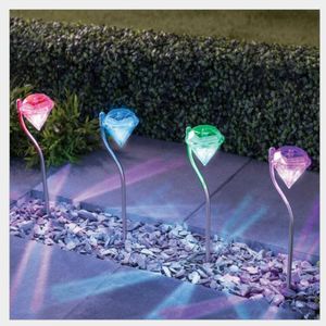 Lampes de pelouse LED Solar Powered Diamonds Light Pathway home Garden Path Stake Lanterns Outdoor