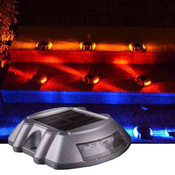 Led Solar Road Stud Lighting Aluminio Exterior Impermeable Road Drive Dock Path Ground Light Drive Marker Lamp J220531