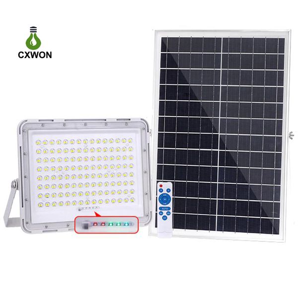 Luz de calle solar LED 100W 200W 300W Lámparas de pared Luces de inundación LED de jardín al aire libre de doble cabeza con control remoto