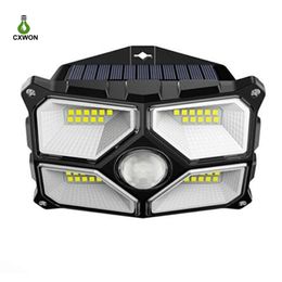 Upgrade LED-zonne-lampen PIR Motion Sensor 40LEDS Waterdicht Nieuw Design 4 Kanten Spotlight Outdoor Path Garden Security Wandlampen