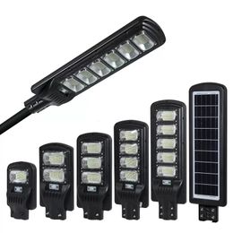 LED Solar Street Light Outdoor Solar Lamp Integrated 50W 100W 200W met externe controller IP65 waterdichte Redar Motion Sensor 6500K Courtyard Daylight Floodlight