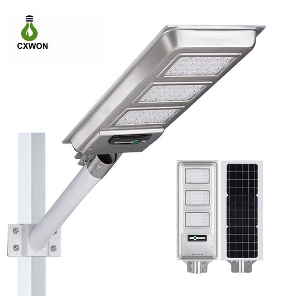 LED solaire Street Lights Radar mur capteur de lumière Lampe 100W 120W 150W 200W en acier inoxydable étanche IP65 avec télécommande et Pôle