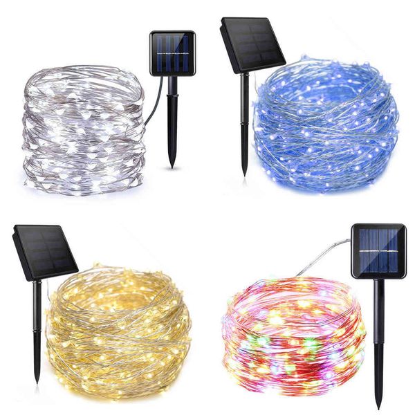 Guirnalda de luces LED solares, decoración navideña, jardín, exterior, impermeable, multifuncional, Y0720