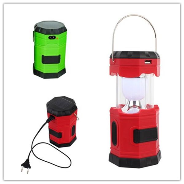 Lampes solaires LED rechargeables par USB, 180 Lumens, lanterne de Camping étanche, lumière de secours avec crochet en «S», lanternes portables