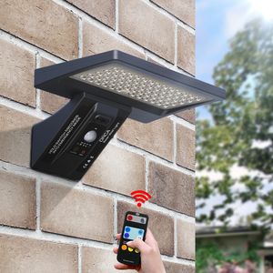 LED Solar Wall Light 80W Bewegingssensor 4 Verlichtingsmodi Zonne -lichten Outdoor Beveiligingslamp USB -oplaad voor Yard Patio