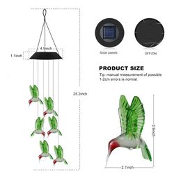 LED Solar Wind Chime Crystal Ball Hummingbird Wind Chime Couleur Changer la couleur solaire suspendue étanche à la suspension pour le jardin