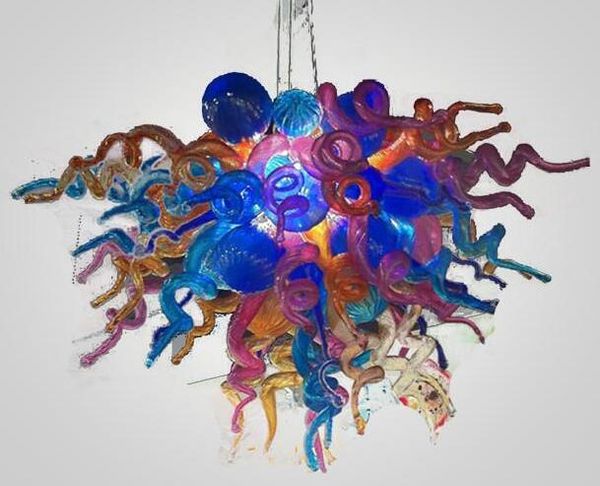 Lámpara LED de estilo Murano, accesorio de iluminación colgante alto, candelabros de vidrio soplado a mano 100%