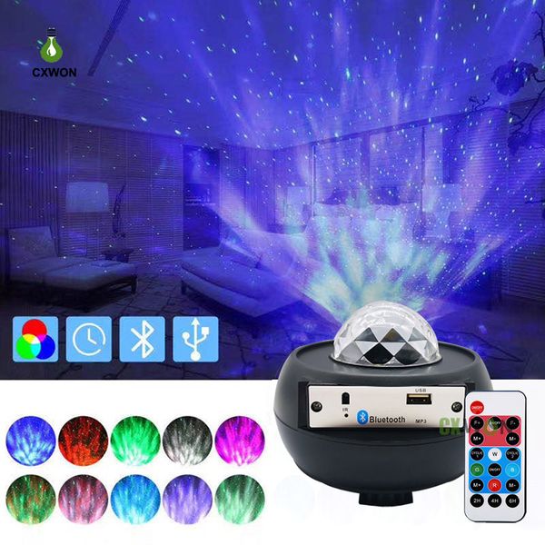 Projecteur d'étoiles LED veilleuse colorée océan vague ciel projecteur lampe USB Bluetooth lecteur de musique scène Laser projecteur lumière