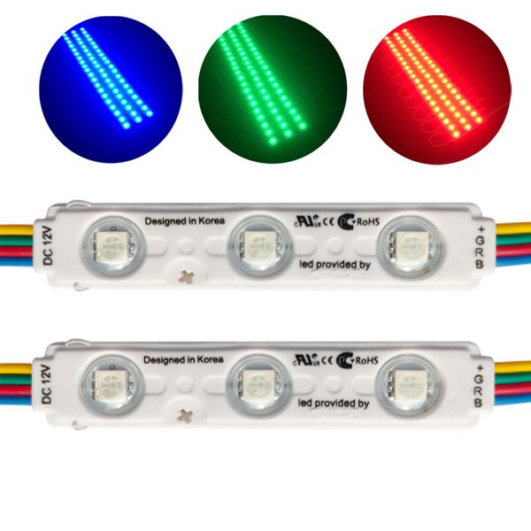 Luces de escaparate LED Módulo de 3 LED Luz RGB 5050 SMD Luz de ventana LED Luces de tira impermeables súper brillantes para la decoración de la tienda Letreros de letras usalight