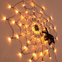 LED String Licht Spider Weblichten Halloween Party Sfeer Lamp 8 Modi 100 cm 70 LED's verlichting voor binnen buitenbuiten