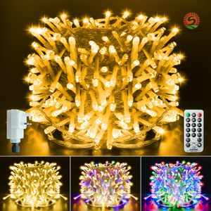 LED -snaarlichten, 20m 200 LED F5 Warm Witte Fairy Lights met 11 modi, Dimable, Timing en Memory Function, USB, Remote Control Garland, Party, Home, Patio, Garden, Wedding