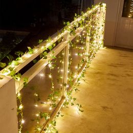 Luces de cuerda LED 2m 20led 5m 50led Maple Leaf Garland Christmas Fairy For Home Bedroom Decoración del patio de pared 240508