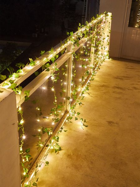 Guirnalda de luces LED de 2M, 20LED/5M, 50LED, guirnalda de hojas de arce, luces navideñas para decoración del hogar, pared del dormitorio y Patio